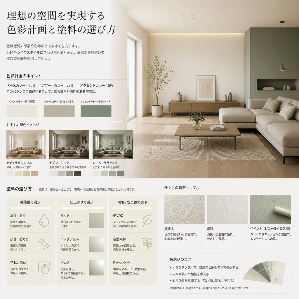 理想の空間を実現する色彩計画と塗料の選び方